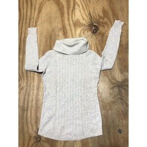 kenar 2 ply cashmere Cable Knit Turtleneck Sweater Women M Gray Knit @H3